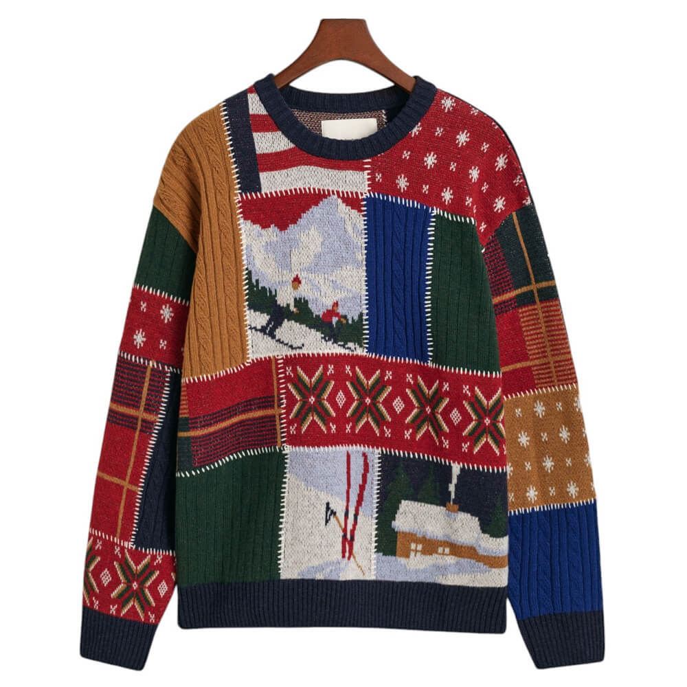 GANT Patchworked Crew Neck Sweater